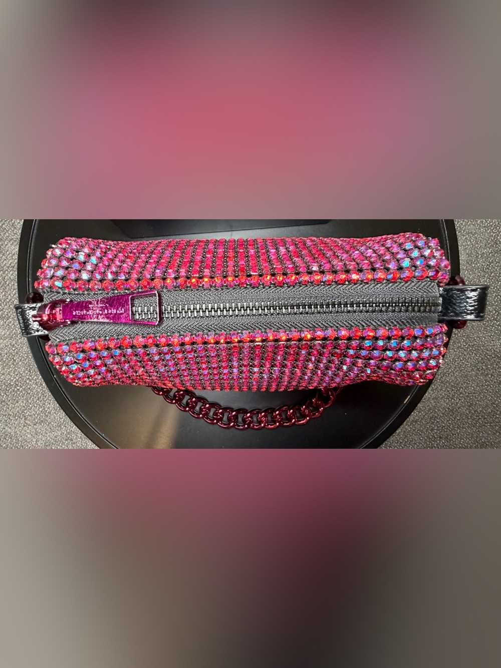 Kurt Geiger London Party Crystal Pouchette Shoulder Bag in Fuchsia / Purple - Picture 5 of 11